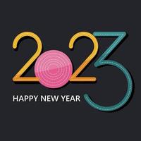 Happy New year 2023 template. Colourful numbers on a dark background. Calendar cover vector concept.