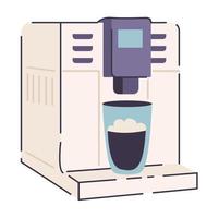 Coffee machine with a cup of coffee in doodle style. Modern espresso make. Vector illustration