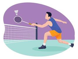 Male badminton player beautiful illustration. vector