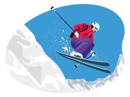 Snow skiing game illustration. vector