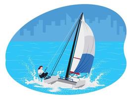 Female boat racing player illustration. vector