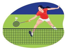 ilustración de jugador de bádminton femenino. vector