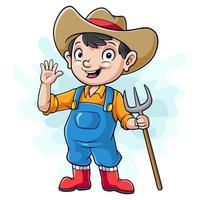 Cartoon funny farmer isolated on white background vector