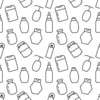 Pattern of bottles of soap, gel, foam made of various line icons. Perfect for web sites, wrapping, printing on different covers vector