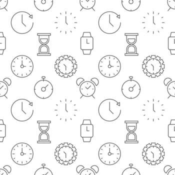 patrón vectorial sin costuras de varios relojes y relojes. adecuado para sitios web, aplicaciones, portadas, envoltorios vector