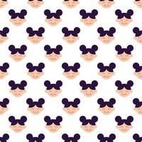 Seamless vector pattern of girl with bundles for printing and wrapping