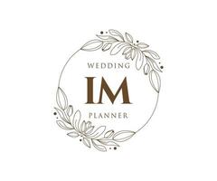 IM Initials letter Wedding monogram logos collection, hand drawn modern minimalistic and floral templates for Invitation cards, Save the Date, elegant identity for restaurant, boutique, cafe in vector