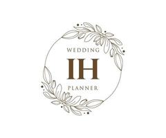 IH Initials letter Wedding monogram logos collection, hand drawn modern minimalistic and floral templates for Invitation cards, Save the Date, elegant identity for restaurant, boutique, cafe in vector