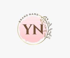 Initial YN feminine logo. Usable for Nature, Salon, Spa, Cosmetic and Beauty Logos. Flat Vector Logo Design Template Element.