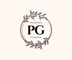 PG Initials letter Wedding monogram logos collection, hand drawn modern minimalistic and floral templates for Invitation cards, Save the Date, elegant identity for restaurant, boutique, cafe in vector