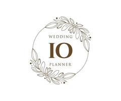 IO Initials letter Wedding monogram logos collection, hand drawn modern minimalistic and floral templates for Invitation cards, Save the Date, elegant identity for restaurant, boutique, cafe in vector