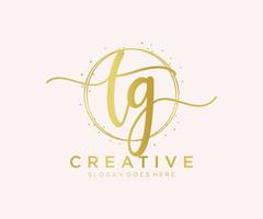 Initial TG feminine logo. Usable for Nature, Salon, Spa, Cosmetic and Beauty Logos. Flat Vector Logo Design Template Element.