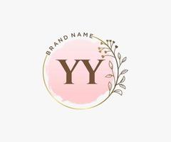 Initial YY feminine logo. Usable for Nature, Salon, Spa, Cosmetic and Beauty Logos. Flat Vector Logo Design Template Element.