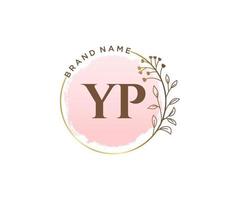 Initial YP feminine logo. Usable for Nature, Salon, Spa, Cosmetic and Beauty Logos. Flat Vector Logo Design Template Element.