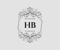 HB Initials letter Wedding monogram logos collection, hand drawn modern minimalistic and floral templates for Invitation cards, Save the Date, elegant identity for restaurant, boutique, cafe in vector