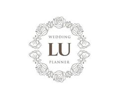 LU Initials letter Wedding monogram logos collection, hand drawn modern minimalistic and floral templates for Invitation cards, Save the Date, elegant identity for restaurant, boutique, cafe in vector