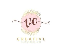 Initial VO feminine logo. Usable for Nature, Salon, Spa, Cosmetic and Beauty Logos. Flat Vector Logo Design Template Element.