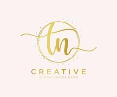 Initial TN feminine logo. Usable for Nature, Salon, Spa, Cosmetic and Beauty Logos. Flat Vector Logo Design Template Element.