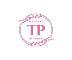 TP Initials letter Wedding monogram logos collection, hand drawn modern minimalistic and floral templates for Invitation cards, Save the Date, elegant identity for restaurant, boutique, cafe in vector