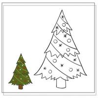 libro para colorear para niños. árbol de navidad de dibujos animados. vector