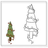 Coloring book for children. Cartoon Christmas Tree. vector