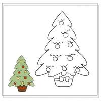 libro para colorear para niños. árbol de navidad de dibujos animados. vector
