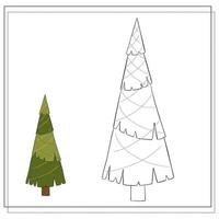 libro para colorear para niños. árbol de navidad de dibujos animados. vector