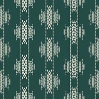Ethnic aztec contemporary color pattern. Ethnic tribal aztec abstract geometric shape white-green color seamless pattern background. Batik, sari ethnic surface pattern design for textile. vector
