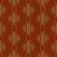 Ethnic aztec traditional red-gold pattern. Ethnic tribal aztec abstract geometric shape red-gold color seamless pattern background. Batik, sari ethnic surface pattern design for textile. vector