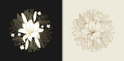 Luxurious floral ornament of lily or adenium flowers vector