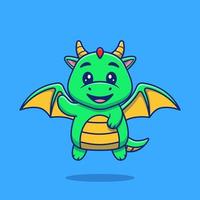 Ilustración de icono de vector de dibujos animados lindo dragón volador. concepto de icono de fantasía animal vector premium aislado. estilo de dibujos animados plana
