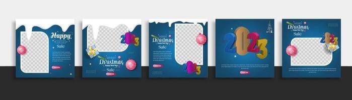 conjunto de banner web de plantilla de publicación de redes sociales de navidad para promociones de su producto. vector