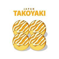 ilustración de comida japonesa takoyaki vector