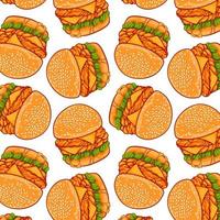 hamburguesa, comida, de, seamless, patrón vector