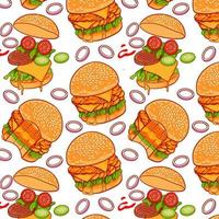 Bitten hamburger of seamless pattern vector