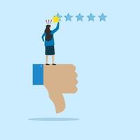 disgruntled people give bad review stars. Negative feedback, bad review or one star customer feedback, low rating result or disappointment concept, bad user experience or poor quality. vector