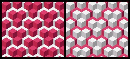 Geometric Pattern Background 3D Cube Shape Viva Magenta -2 vector