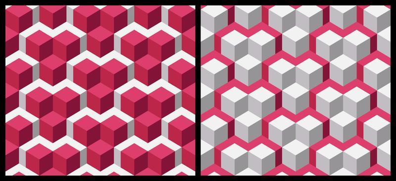 Geometric Pattern Background 3D Cube Shape Viva Magenta -2