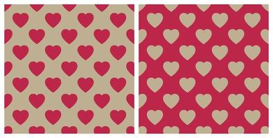 Seamless Heart Pattern Viva Magenta And Pale Khaki Background vector