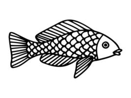 Hand drawn line element. Fish doodle style, great design for any purposes. vector