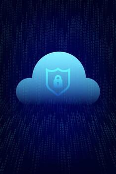 Business and technology concept. Cloud and lock for data transfer on the binary background. Internet identity and cybercrime for protection hacker. vector