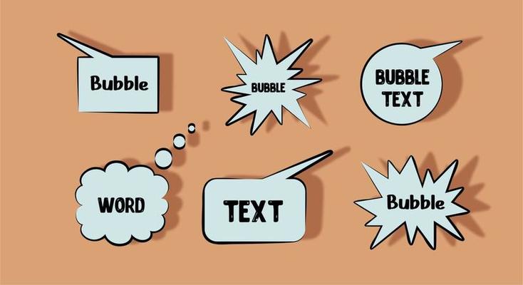 The blanks for the text are cartoon in the doodle style. Bubbles for words. Black lines,white background of the template. Vector text banners.