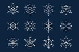 snowflake set bundle collection flat icon vector illustration EPS10