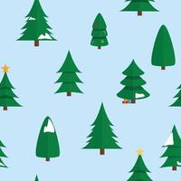 árbol de navidad de patrones sin fisuras con decoraciones, bosque de pinos vectoriales eps10 vector
