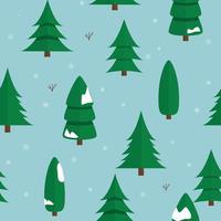 bosque de pinos de patrones sin fisuras, árbol de navidad con copo de nieve vector eps10