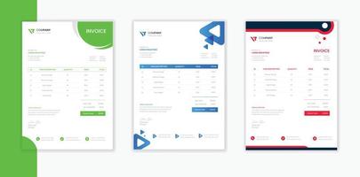 Corporate Invoice stationery design set, Business Invoice template print, colorful medical and school invoice bundle collection vector