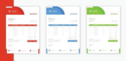 Corporate Invoice stationery design set, Business Invoice template print, colorful medical and school invoice bundle collection vector