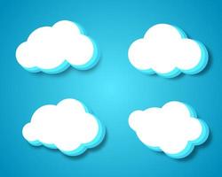 Blue cloud vector element illustration weather with cut paper style print vector design