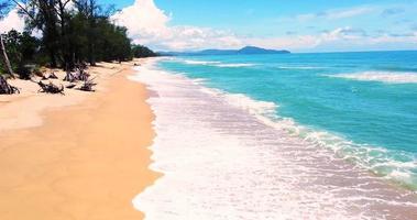 Aerial view of sea and sand beach . Beautiful top view of sand beach. Perfect for holiday summer background, Tropical destination. Phuket beach sea sand video