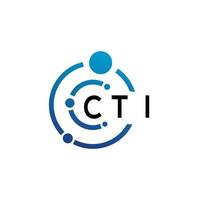 diseño de logotipo de letra cti sobre fondo blanco. concepto de logotipo de letra de iniciales creativas cti. diseño de letras cti. vector